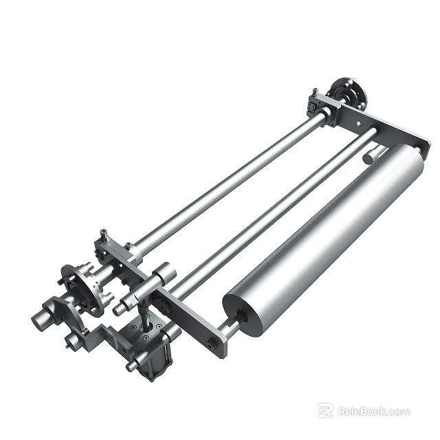 Industrial Metal Mechanical Component With Cylindrical Roller And Parallel Rods 3d model