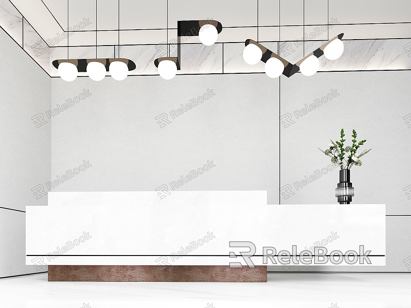 Modern reception desk lobby front desk desk bar office building front desk front desk chandelier model