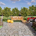 Scenic Wall With Orange Paradise Sign Surrounded By Fruit Trees And Oranges