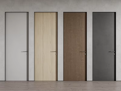 Modern Interior Hinged Doors With Various Color Finishes And Wooden Textures 3d model