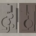Modern Abstract 3D Wall Decor with Geometric Shapes in Neutral Tones 3d model