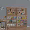 Wooden Bookshelf With Organized Books Toys Decorations And Hooks In Home Interior