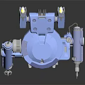 Futuristic Blue Mechanical Robot Character With Metallic Limbs And Detailed Joints
