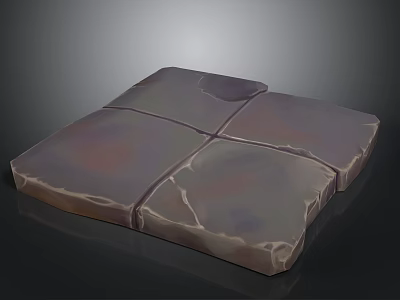 Four Square Dark Stone Slabs With Natural Texture And Joined Structure 3d model