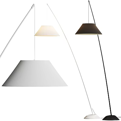 Modern Floor Lamps With Conical Shades In White Black And Beige Metal Stands 3d model