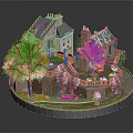 Cozy Detached Villa with Autumn Orange Trees Stone Steps Chimneys and Outdoor Seating
