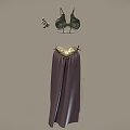 Women's Stylish Green Bra Gold Belt And Purple Long Skirt Clothing Set