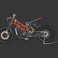 Modern Sporty Motorcycle With Orange Frame Black Tires Shiny Design And Red Accents