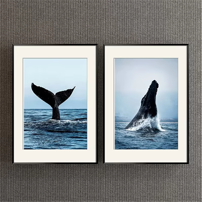 Whale Animal Paintings With Tail And Head Emerging From Ocean Water 3d model Whale Animal Paintings With Tail And Head Emerging From Ocean Water 3d model