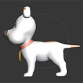 Cute White and Orange Stuffed Dog Toy with Red Collar and Yellow Bell 3d model