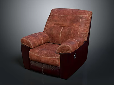 Brown Leather Recliner Chair Design With Comfortable Armrests And Classic Style 3d model