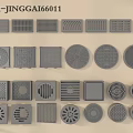 Gray Drain Covers With Various Grid Patterns And Different Shapes Collection 3d model