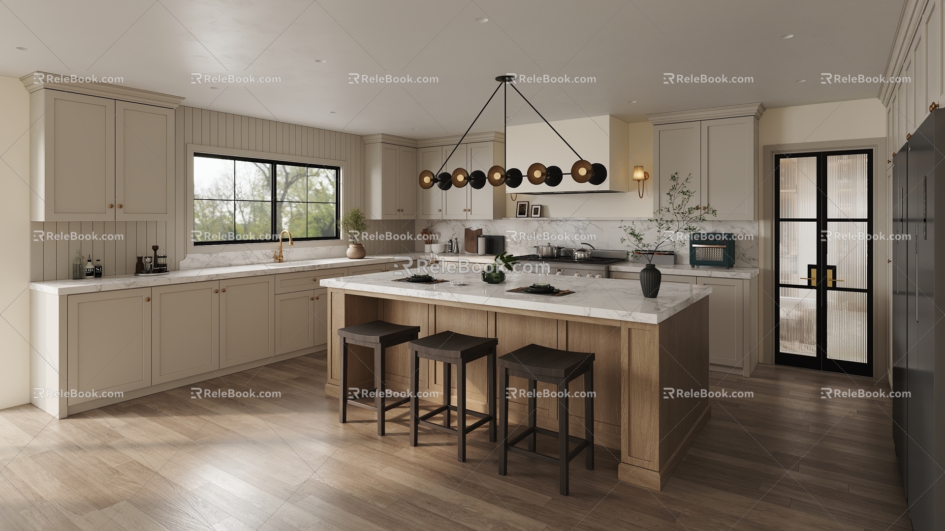 Retro European-style Kitchen Simple European-style Kitchen French-style 3d model