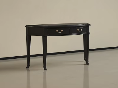 Black Side Table With Two Drawers And Golden Handles For Living Room Decor 3d model
