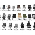 Variety of Ergonomic Office Chairs with Different Designs and Color Options