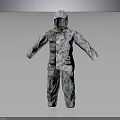 Gray White Camouflage Pattern Hooded Coverall With Functional Design For Outdoor Work 3d model
