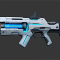 Futuristic Energy Gun With White Body And Blue Glowing Elements In Sleek Design