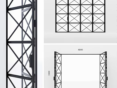 Industrial Metal Frame Structure Design With Multiple Views And Dimension Details 3d model