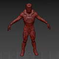Game And Movie Character In Armored Suit With Front And Back Views