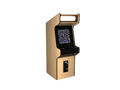 Golden Coin Operated Amusement Arcade Machine with Digital Screen and Game Interface 3d model
