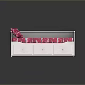 Kids Bed With White Frame Three Drawers Pink Mattress Pillow Unicorn Pattern