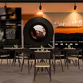 Casual Lounge Area With Seating Tables Chairs And Decorative Wall Art