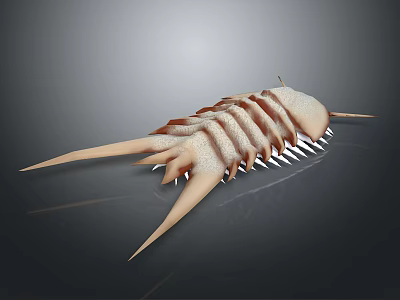 Detailed Arthropod Like Creature Organ And Hair Features With Segmented Body Spines And Hairy Texture 3d model