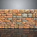 Decorative Rustic Stone Wall Construction With Layered Mixed Color Natural Stones Blocks
