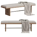 Modern Bed Bench With Wooden Frame Upholstered Seat And Cozy Throw Blanket
