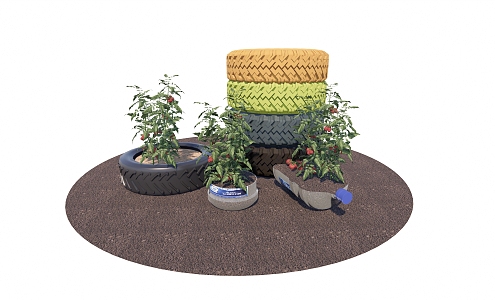 Modern Vegetable Plastic Flower Pot Tire Vegetable Garden Waste Utilization 3d model