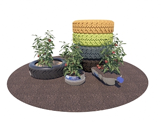 Modern Vegetable Plastic Flower Pot Tire Vegetable Garden Waste Utilization 3d model