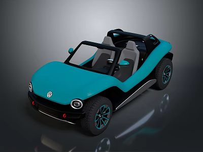 Volkswagen Turquoise Open Top Dune Buggy With Modern Design And Gray Seats 3d model