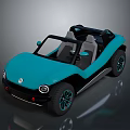 Volkswagen Turquoise Open Top Dune Buggy With Modern Design And Gray Seats