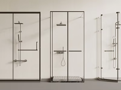 Modern Glass Shower Enclosures With Black Frames Various Styles And Contemporary Design 3d model