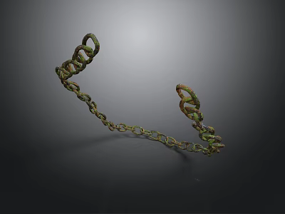 Old Rusted Metal Chain With Intricate Link Design On Dark Background 3d model