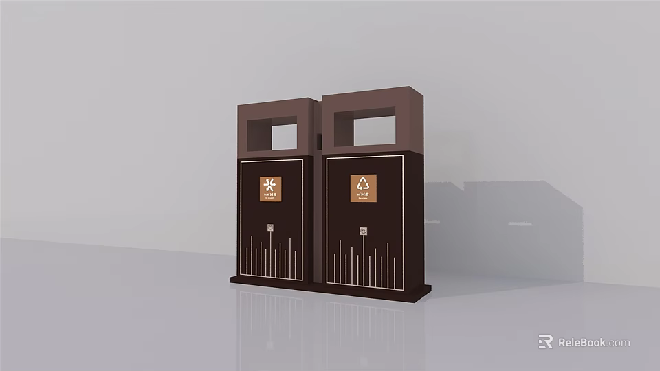 Public Facility Outdoor Double Trash Bins For Recycling And Waste Sorting 3d model
