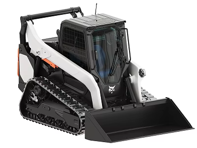 Tracked Utility Vehicle With Enclosed Cab And Front Loader Bucket 3d model