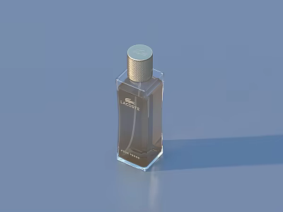 Modern Transparent Square Glass Perfume Bottle With Silver Cap And Sleek Design 3d model