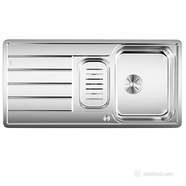 Stainless Steel Kitchen Sink with Multifunctional Drainer and Main Basin Design 3d model 