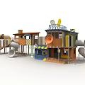Colorful Playground Equipment With Slides Climbing Structures And Building Elements 3d model
