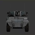 Armored Military Vehicle With Turret Cannon Six Wheels Metallic Finish And Antenna