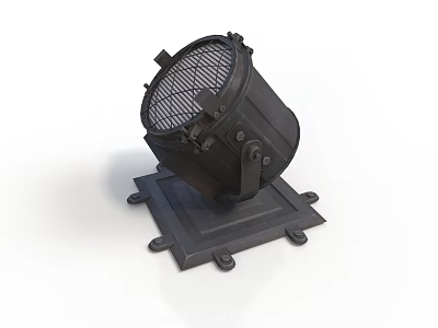 Black Industrial Mechanical Device With Square Base And Circular Mesh Cover 3d model