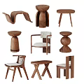 Modern Wooden Dining Chairs With Various Unique Designs And Different Structures 3d model