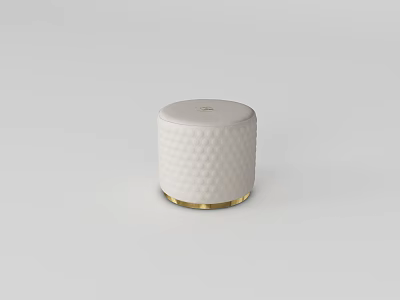 Stylish White Sofa Stool With Honeycomb Texture And Gold Base Design 3d model