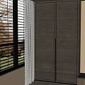 Modern Interior Design With Wooden Wardrobe Window Blinds And Natural Light Shadow