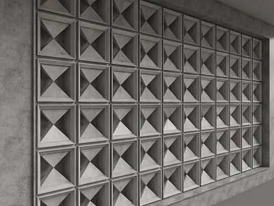 Industrial Style Gray Accent Wall With 3D Geometric Square Pattern Design 3d model
