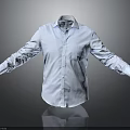 Light Blue Shirt With Long Sleeves And Pocket On Gray Background With Reflection 3d model