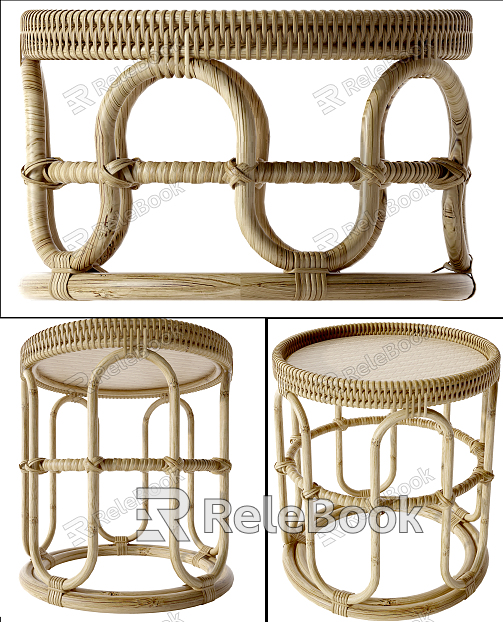 Southeast Asian rattan round side model