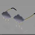 Stylish Cloud Shaped Sunglasses with Gradient Tinted Lenses Lightning Decorations Gold Frame and Black Temples