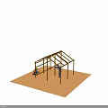 Modern Construction Workers Building Metal Frame Structure On Sandy Ground